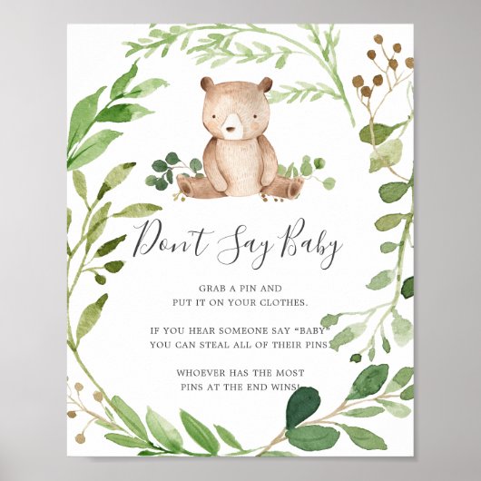 Beer Baby shower zeg geen Baby teken Poster (Voorkant)