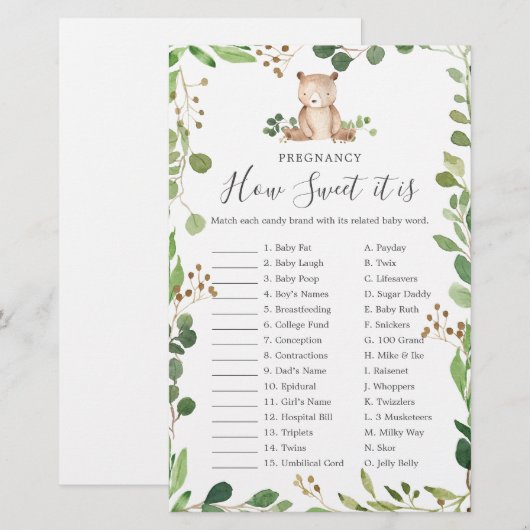 Beer Baby shower Zwangerschap Hoe lief het is spel (Voorkant / Achterkant)