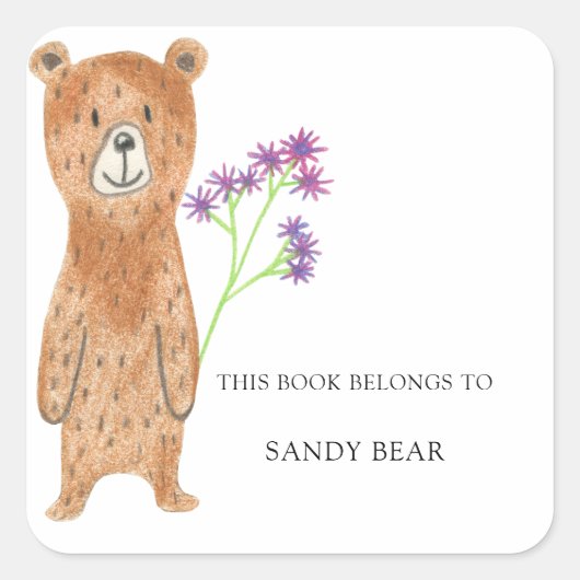 Beer - Baby showers boekenplaat Vierkante Sticker (Voorkant)