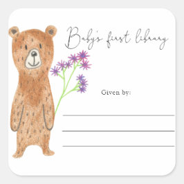 Beer - Baby showers boekplaat, boeken voor baby Vierkante Sticker