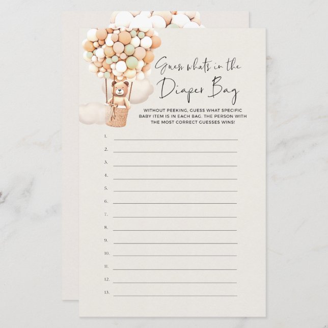 Beer Baby spel - Raad eens wat er in de luier zit (Voorkant / Achterkant)