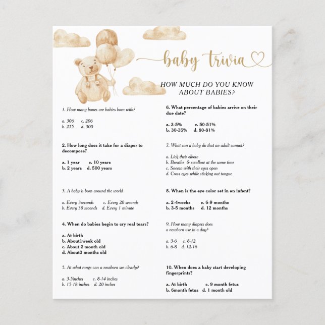 Beer Baby Trivia | BABY SHOWER (Voorkant)