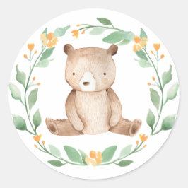 Beer Baby Woodland Baby shower Waterverf Ronde Sticker