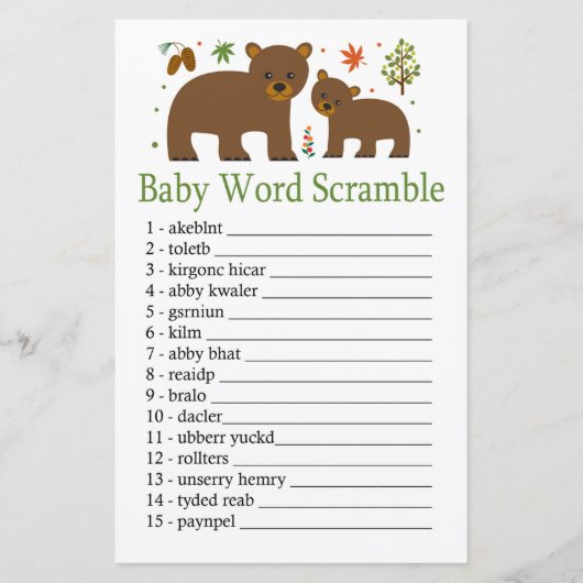 Beer Baby word scramble game (Voorkant)