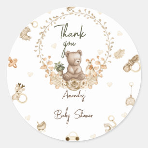 Beer Babyshower Bedankt Ronde Sticker