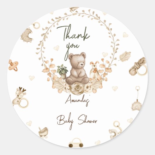 Beer Babyshower Bedankt Ronde Sticker (Voorkant)