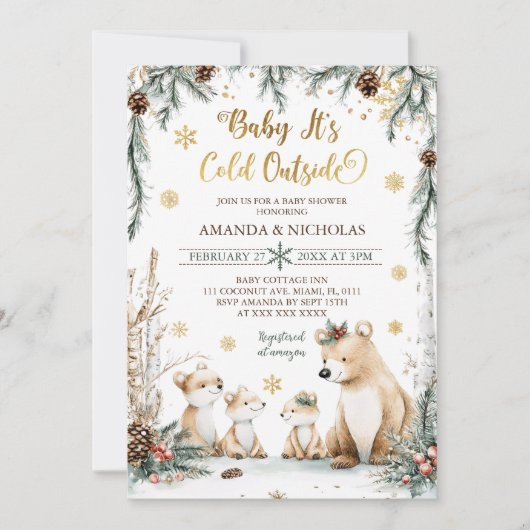Beer Babyshower It's Koud Buiten Winter Kaart (Voorkant)