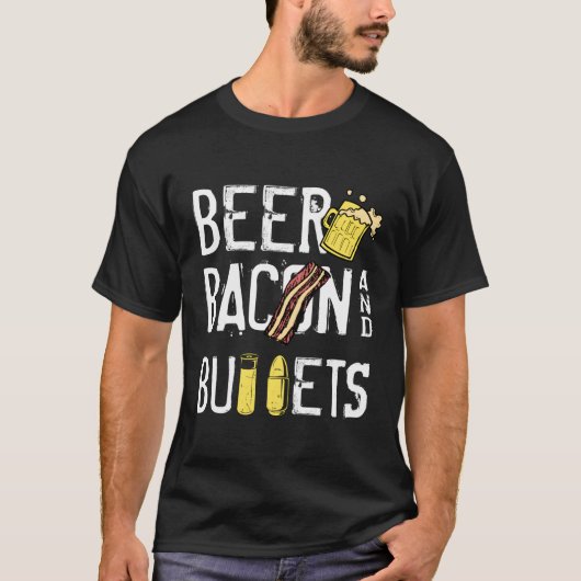 Beer Bacon Bullets Funny Pistool Owner Second Amen T-shirt (Voorkant)