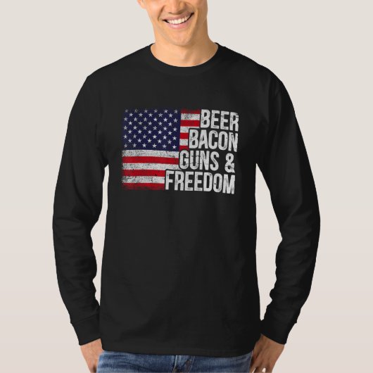 Beer Bacon & Freedom 4th of July Father s Day T-shirt (Voorkant)