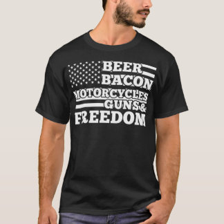 Beer Bacon-motorfietsen Pistolen en Freedom Juli l T-shirt