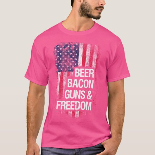Beer Bacon Pistolen en Freedom Shirt - Patriottisc (Voorkant)