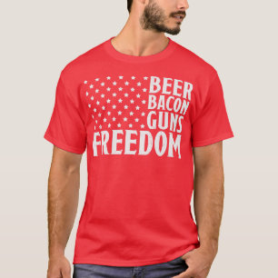 Beer Bacon Pistolen & Freedom American Flag T-shirt