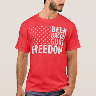 Beer Bacon Pistolen & Freedom American Flag T-shirt