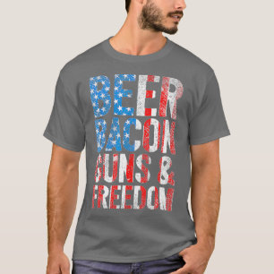 Beer Bacon Pistolen Freedom USA Amerikaanse vlag 2 T-shirt