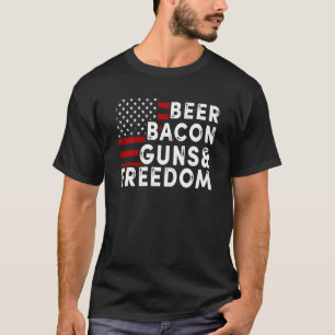 Beer Bacon Pistool en Freedom 4th of July Amerikaa T-shirt