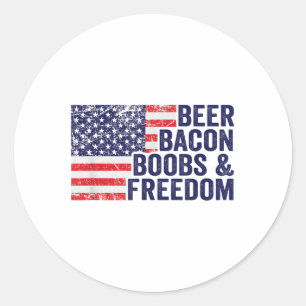 Beer Bacon S&amp; Vrijheid - Grappig Vlag van de V Ronde Sticker