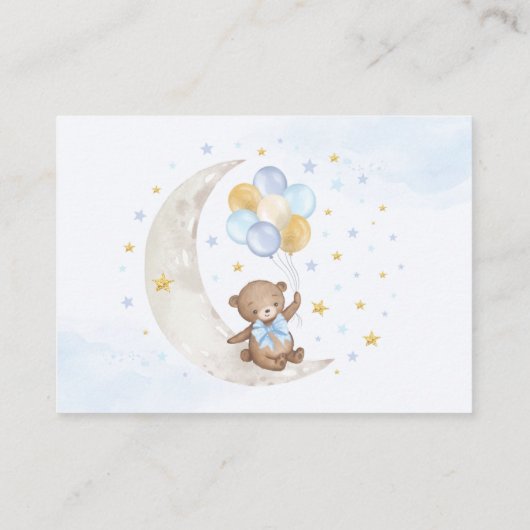 Beer Ballon Blue Gold Stars Books for Baby Boy Informatiekaartje (Achterkant)