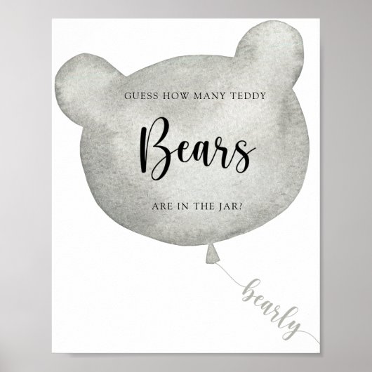 Beer ballon raden hoeveel teddybeer poster draagt (Voorkant)