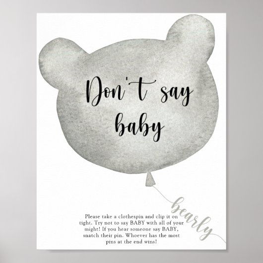 Beer ballon Zeg geen baby Poster (Voorkant)