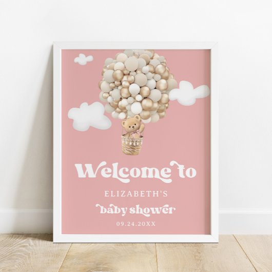 Beer ballonnen baby meisje Baby shower welkom Poster