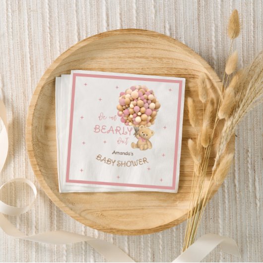 Beer ballonnen baby meisje douche boho roze servet