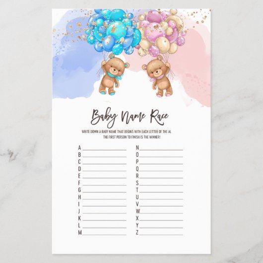 Beer ballonnen Baby Race ABC Game Flyer (Voorkant)