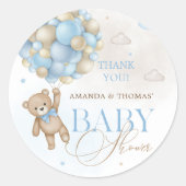 Beer Ballonnen Baby shower Dank u Ronde Sticker (Voorkant)