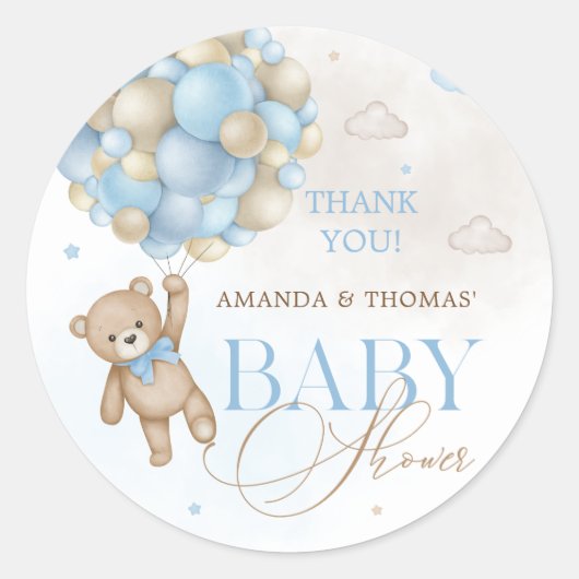 Beer Ballonnen Baby shower Dank u Ronde Sticker (Voorkant)