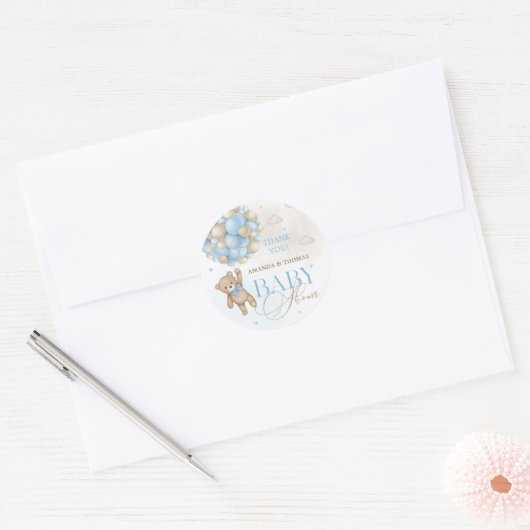 Beer Ballonnen Baby shower Dank u Ronde Sticker (Envelop)