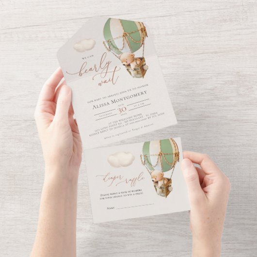 Beer ballonnen Baby shower in één uitnodiging (Afscheurbaar)