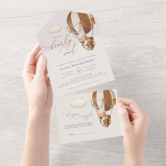 Beer ballonnen Baby shower in één uitnodiging (Afscheurbaar)