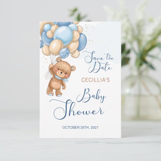 Beer ballonnen Baby shower Opslaan Datum (Staand voorkant)