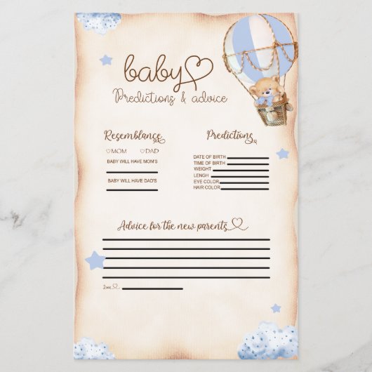 Beer ballonnen Baby voorspellingen & advies spel Flyer (Voorkant)