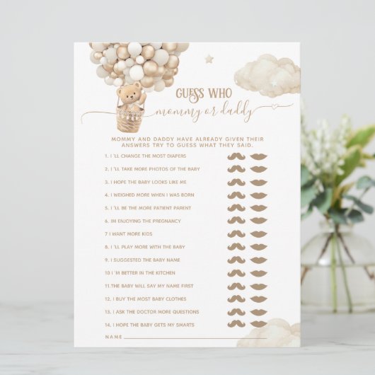 Beer Ballonnen Barly Wachten Baby shower spel Kaart (Staand voorkant)