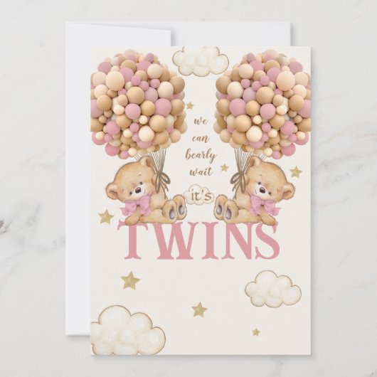 Beer Ballonnen Barly Wachten Twin baby meisje douc Kaart (Achterkant)