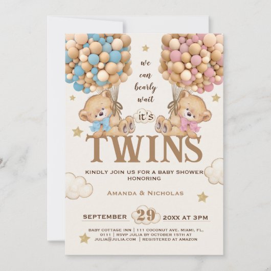 Beer ballonnen Barly Wachten Twins baby shower Kaart (Voorkant)