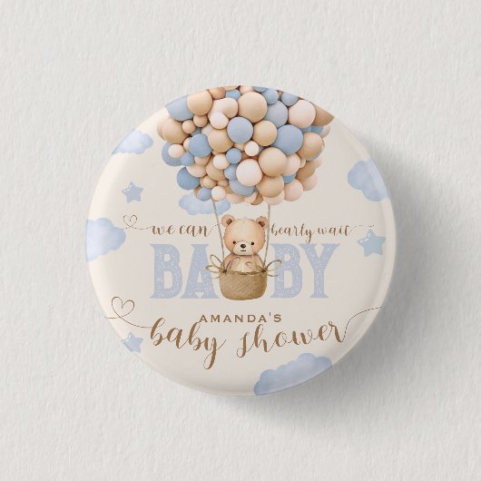 Beer ballonnen Barly Wait Baby Boy Shower Ronde Button 3,2 Cm (Voorkant)