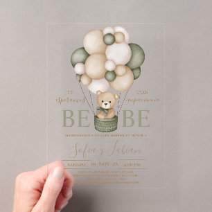Beer Ballonnen Boy Baby shower Acryl Uitnodiging