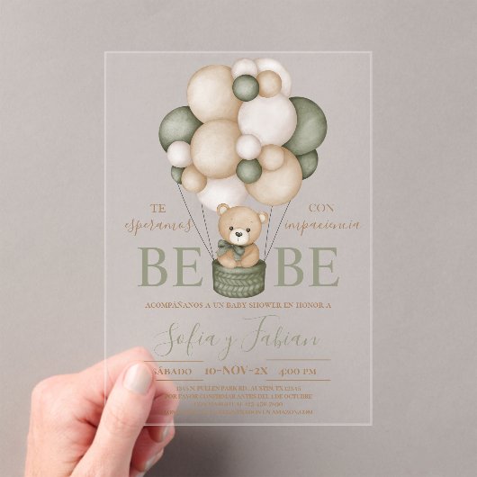 Beer Ballonnen Boy Baby shower Acryl Uitnodiging (Insitu (Draagbaar))