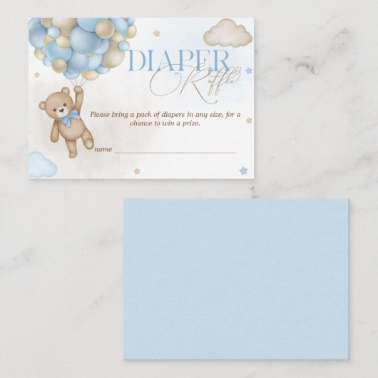 Beer Ballonnen Boy Baby shower Luier Raffle Informatiekaartje (Voorkant / Achterkant)