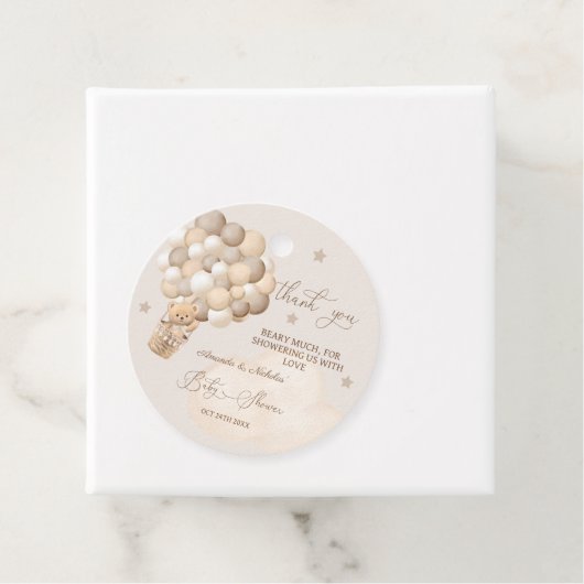 Beer Ballonnen Bruin Bearly Wait Baby shower Bedankjes Labels (In situ)