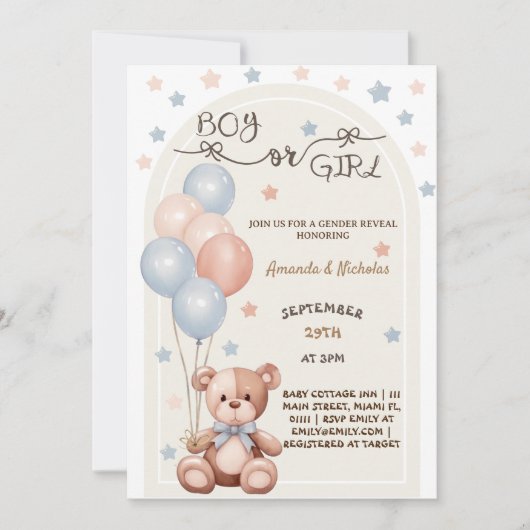 Beer Ballonnen  Gender Reveal Kaart (Voorkant)