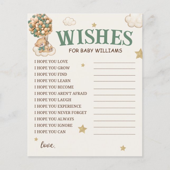 Beer ballonnen groene wensen voor Baby (Voorkant)