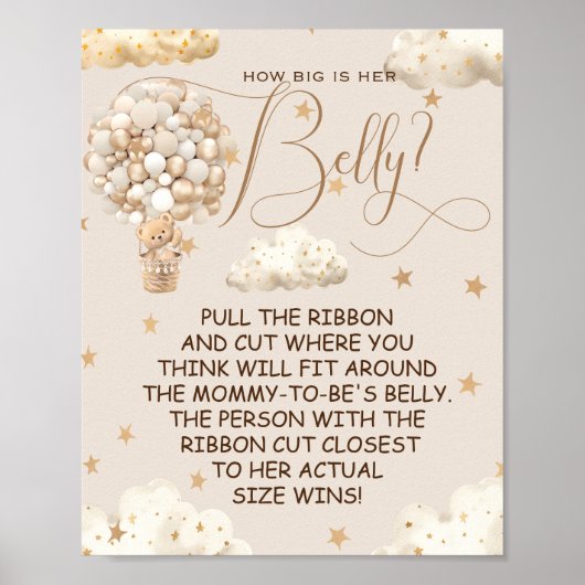 Beer ballonnen Hoe groot is mama's buik spel Poste Poster (Voorkant)