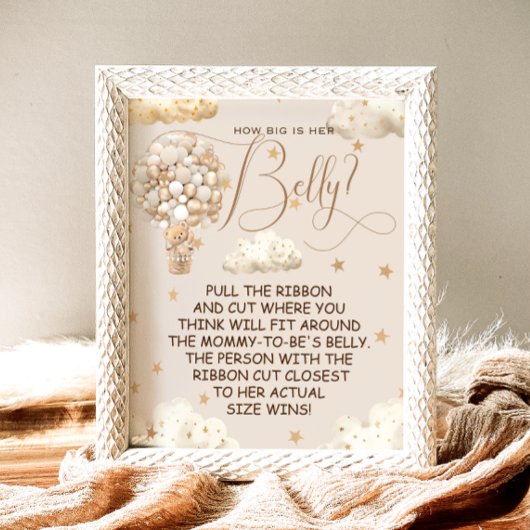 Beer ballonnen Hoe groot is mama's buik spel Poste Poster