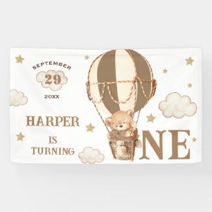 Beer Ballonnen jongen meisje 1e Verjaardag Spandoek