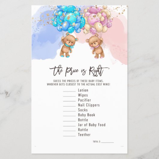 Beer ballonnen juiste prijs, seksespecifieke game flyer (Voorkant)