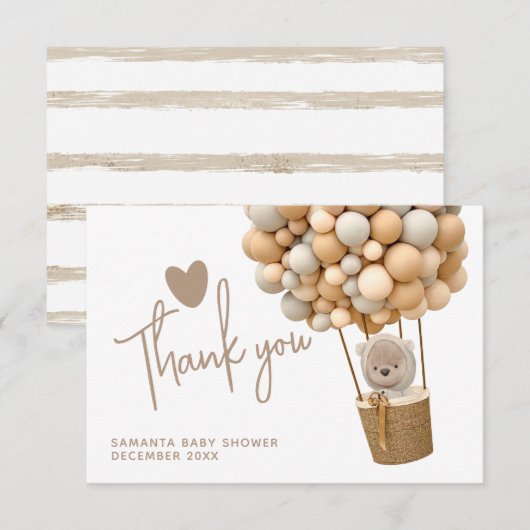 Beer ballonnen Modern Genderneutraal Baby shower Bedankkaart (Voorkant / Achterkant)