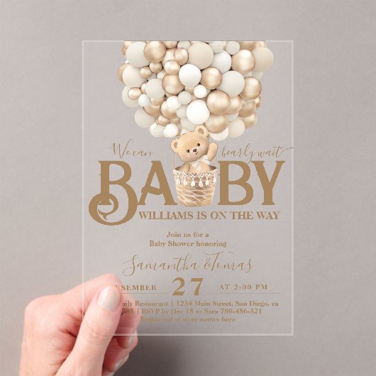 Beer-ballonnen vroeg wachten Baby shower Acryl Uitnodigingen (Insitu (Draagbaar))