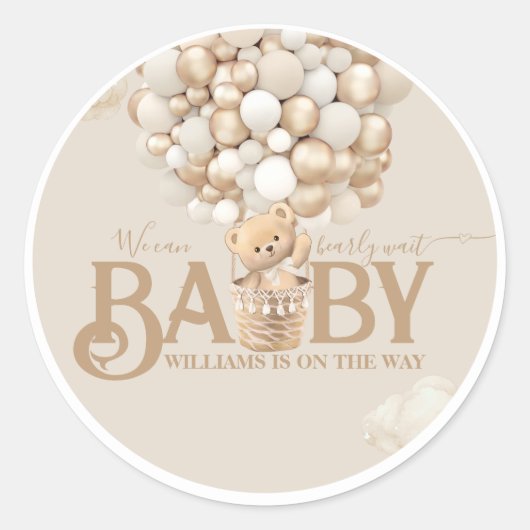 Beer-ballonnen vroeg wachten Baby shower Ronde Sticker (Voorkant)